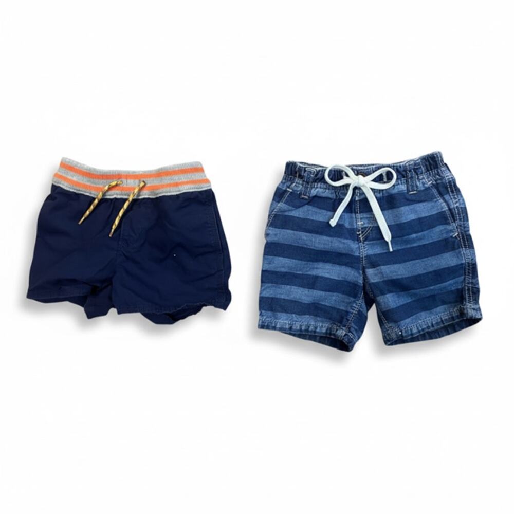 Baby Gap Shorts Lot 12-18 Months Blue Gray Elastic Waist